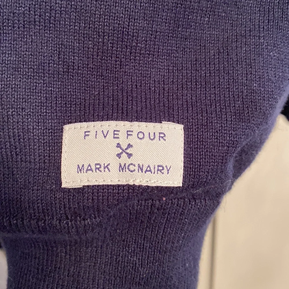 FIVE FOUR zipper cardigan with elbow patches navy blue XL - Picture 3 of 4